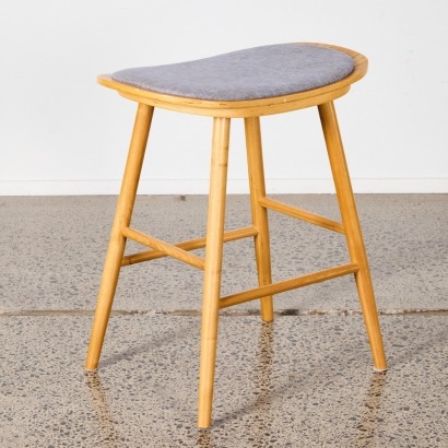 A Single Solid Oak Barstool