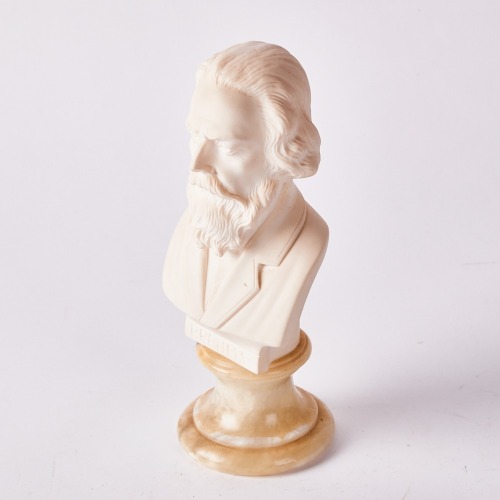 An Alabaster Brahms Bust On A Marble By Prof Bessi Italy
