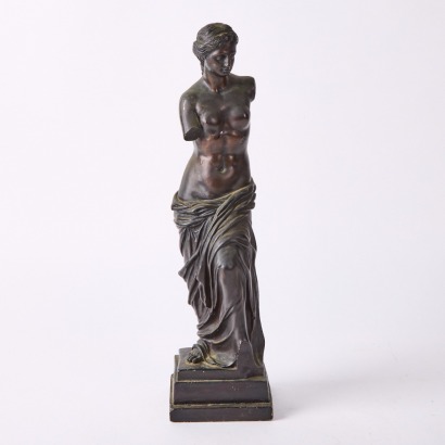 A Black Plaster Venus Statuette