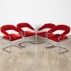 A Set Of Four Retro Burgundy Upholstered Cantilever Chairs - 2