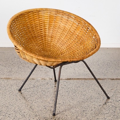 A Woven Cane Coolie Chair