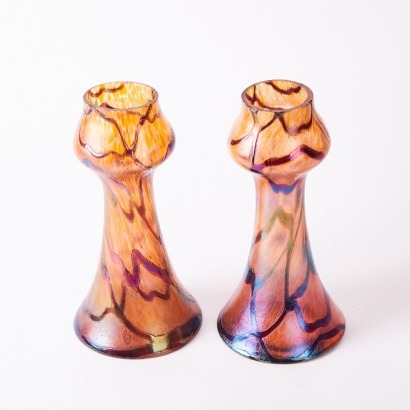 A Pair of Vintage Art Glass Vase