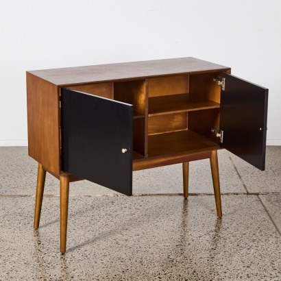 A Wood and Black Coloured Console Table