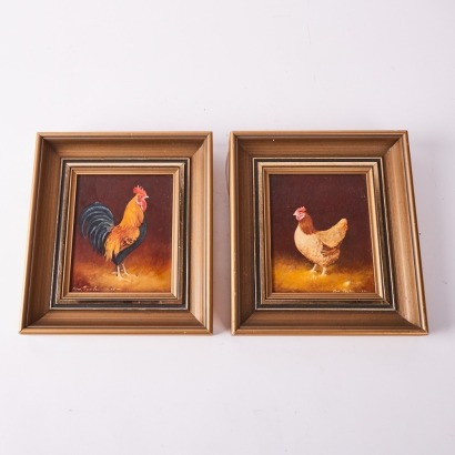 Banty Hen & Banty Rooster by Bev Taylor