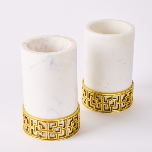 A Pair Of Marble Jonathan Adler Stick Holders