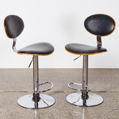 A Pair of Black and Chrome Stools