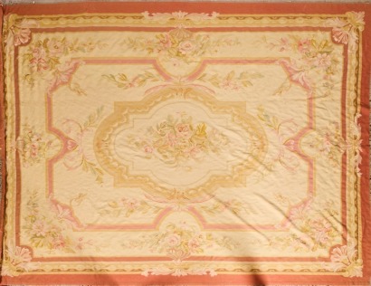 A Large Aubusson Rose and Mustard Coloured Rug