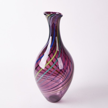 A Tall Swirling Art Glass Vase by Hoglund