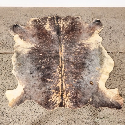 A Large Salt And Pepper Cow Hide Rug