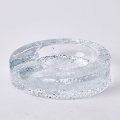 A Mid-Century Heavy Textured Glass Ashtray