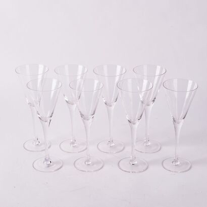 A Set Of Eight Crystal Wine Glasses