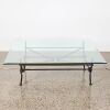 A Vintage French Wrought Iron And Glass Coffee Table