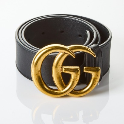 Gucci, GG Belt Black Leather, Size 80 /32