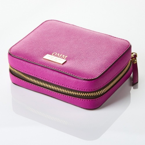 Henri Bendel Purple Textured Leather Jewellery Travel Case