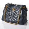 Gucci, Black Matelass&eacute; Leather Medium GG Marmont Tote Bag