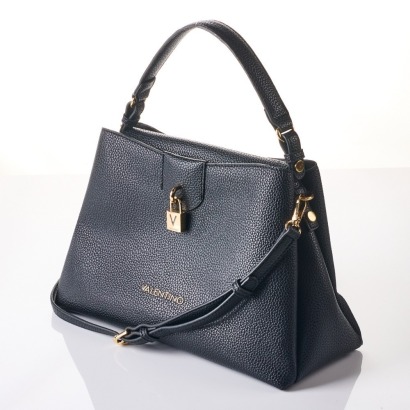 Valentino Black Pebbled Leather Shoulder Bag