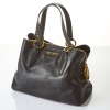 Miu Miu Black Pebbled Leather Two Way Tote Bag