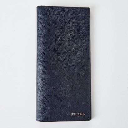 Prada Navy Saffiano Long Wallet