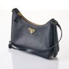 Prada, Black Saffiano Re-edition 2005 Hobo Bag with Box