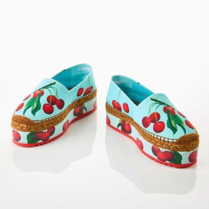 Dolce & Gabbana, Cherry Printed Espadrilles, Size 35 with Box