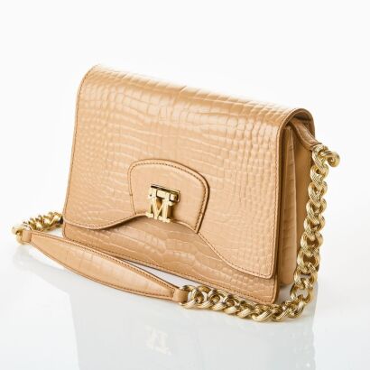 Max Mara, Borsa Night1 Camel Small Croc Embossed Bag - As new