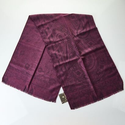 Etro Paisley Burgundy Scarf, 70% Wool / 30% Silk