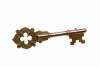 An antique gold key brooch, hand engraved decoration. 15ct yellow gold. Weight 3.7 grams. Length 4cm. Pin deficient.