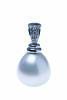 A pearl and diamond pendant enhancer, the 13.5mm drop-shaped pearl with pave diamond set surmount. Estimated total diamond weight 0.08 carat. 18ct white gold. Weight 5.3 grams. Length 26mm.