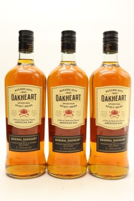 (3) Bacardi Oakheart Spiced Rum, 35% ABV, 1000ml