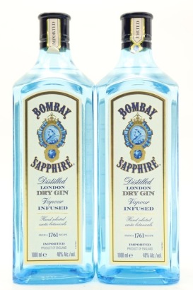 (2) Bombay Sapphire Vapour Infused London Dry Gin, 47% ABV, 1000ml (GB)