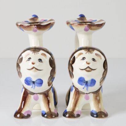 A Pair of Russian Ceramic Candlesticks