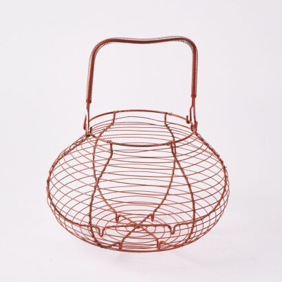 A Vintage Red French Metal Basket