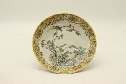 A Chinese Jingdezhen Famille-rose 'Flowers and Birds' Dish