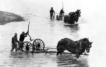 Horse Drawn Scoops Clearing Gravel at Lake Coleridge