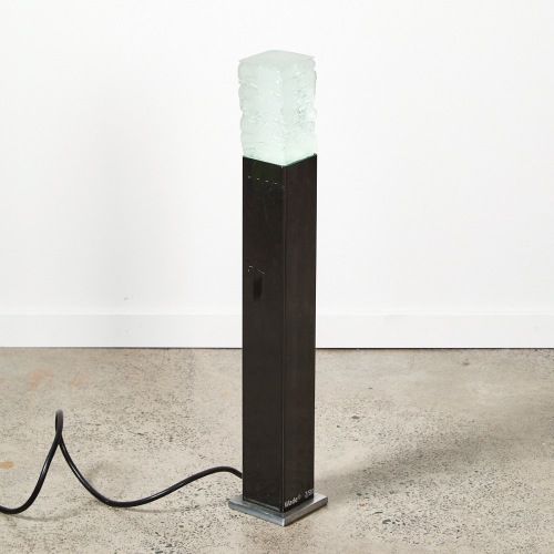 A Wade Clear Cast Glass Black Floor Light