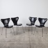 A Set of Four Black Leather Upholstered Series 7 Chairs for Fritz Hansen - 2