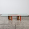 A Large Glass Coffee Table with Geometric Base - 2