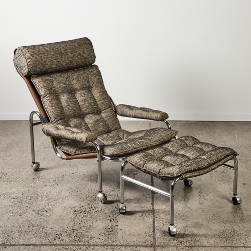 A 'Karin' Armchair and Ottoman Designed by Bruno Mathsson for Dux