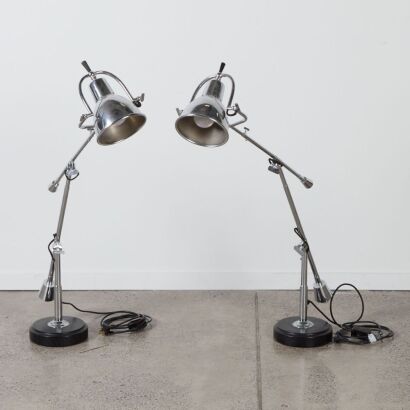 A Pair of Studio Ikatia Chrome Lights