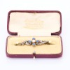 8ct Rose Gold / Silver, Antique, .64ct Sapphire / .35ct Diamond Set Bar Brooch - 2