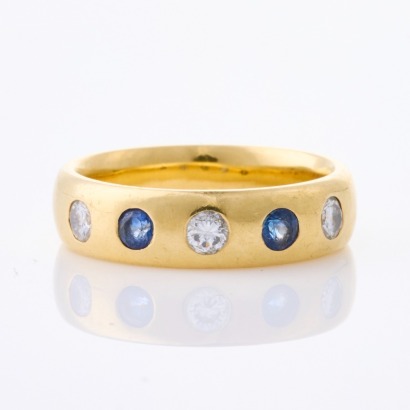 18ct Yellow Gold, .25ct Sapphire / .24ct Diamond Ring