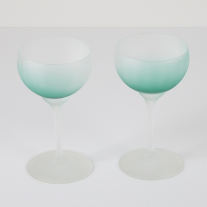 A Pair of Garry Nash Acid Etched Goblets