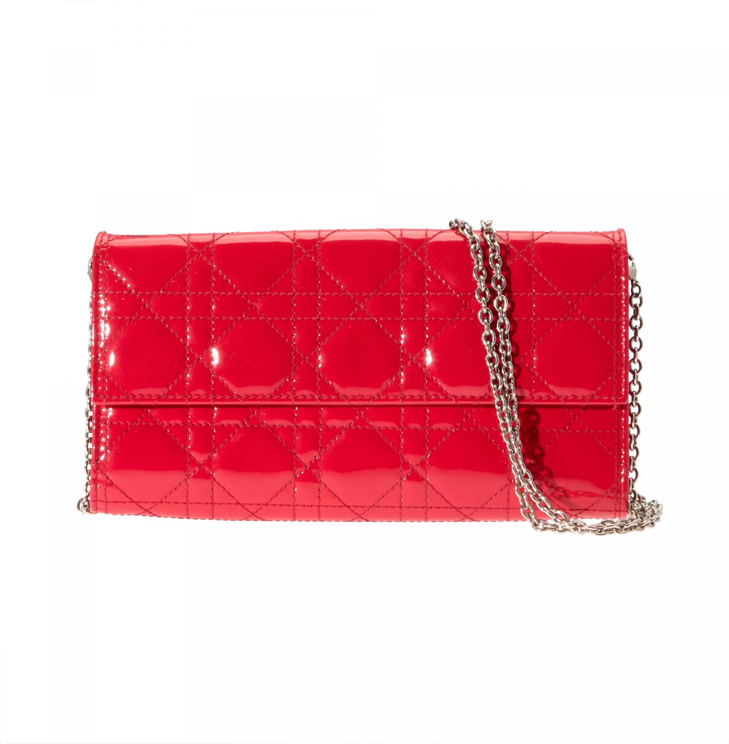 Christian Dior Lady Dior Pink Patent Wallet On Chain WOC  THE PURSE AFFAIR