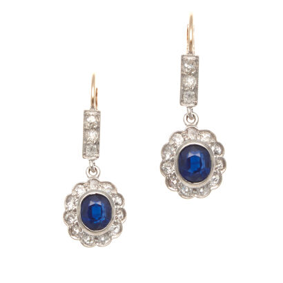 14ct White Gold Sapphire and Diamond Earrings