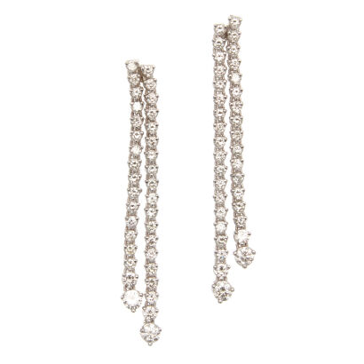 18ct White Gold Modern Diamond Drop Earrings