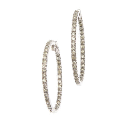 14ct White Gold Diamond Hoops