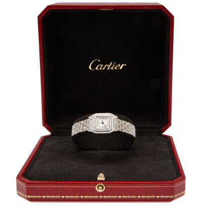 A Lady's 18ct White Gold Cartier Mini Panthere Wristwatch