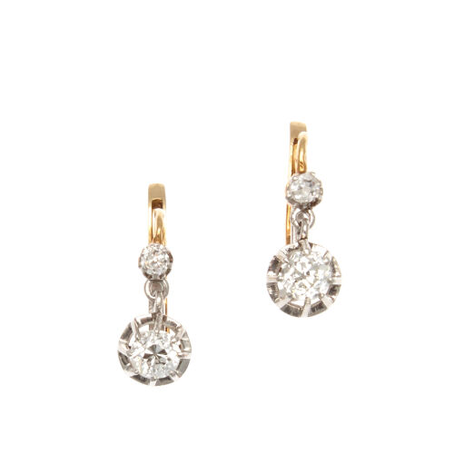 18ct Antique French Diamond Earrings