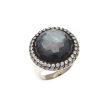 18ct White Gold Quartz and Diamond Ring