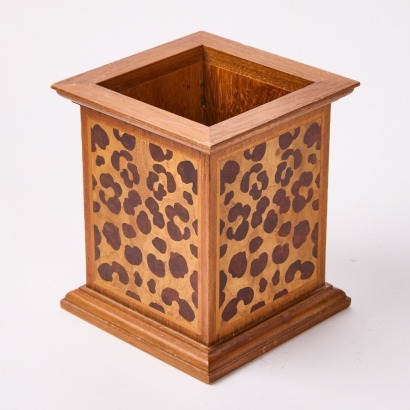 A Leopard Skin Wood Pen Holder